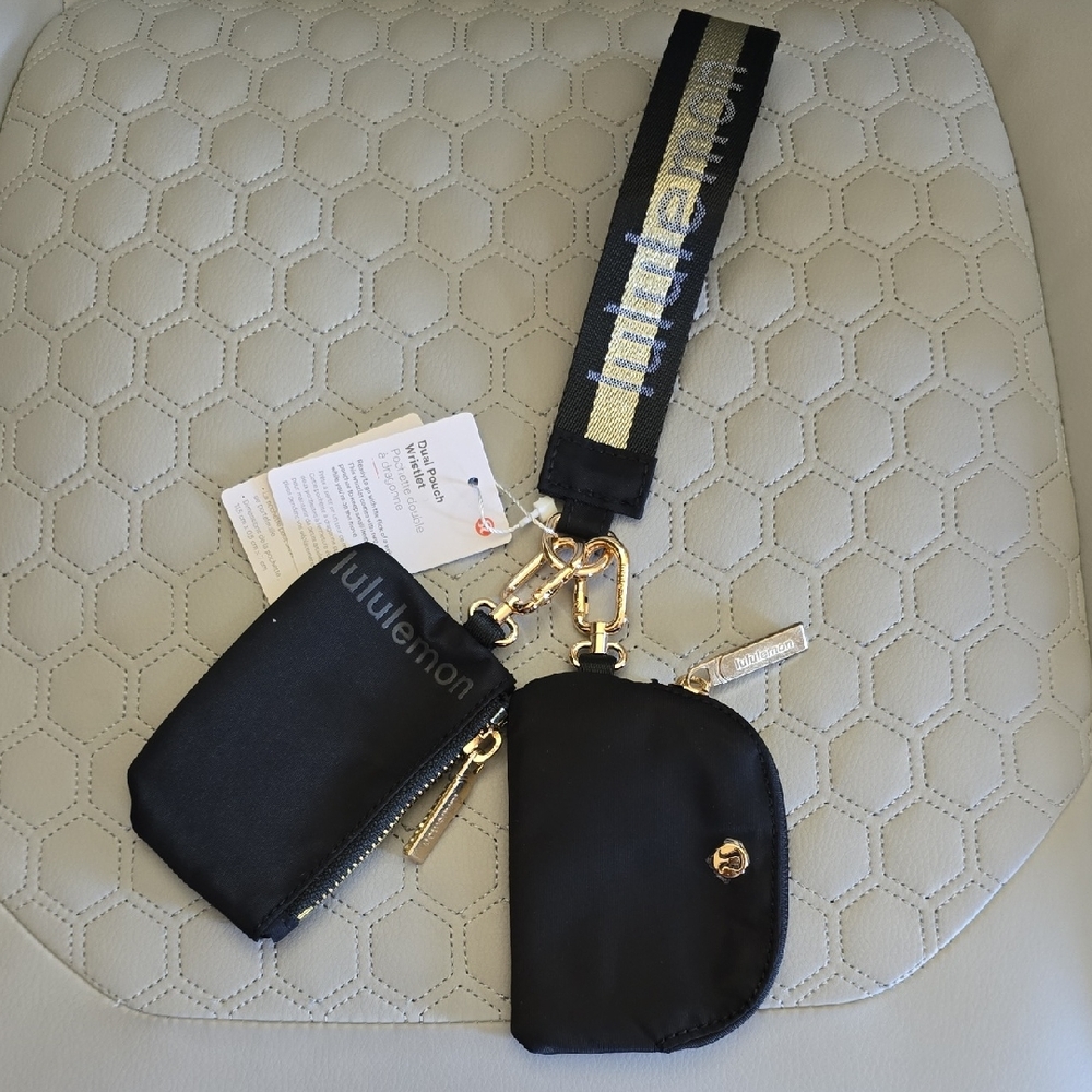 lululemon athletica Black and Gold Dual Pouch / Key Holder Set